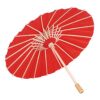 AYNEFY DIY Painting Paper Umbrella Kids Art Craft 23cm White Blank Umbrella for Painting with Wooden Handle for Classroom Parent Child Activities Kindergarten (Red)