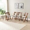 AYUYK Folding Chairs Set of 4, Solid Wood Folding Chair with PU Leather Padded Cushion, Portable Space Saving Foldable Dining Chairs for Kitchen, Dining Room, Wedding, Party, Indoor Outdoor, Walnut