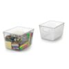 Azar Displays 556911 Small Clear Plastic Diamond Tote with Lid, Stackable Storage Organizer Bin for Pantry, Kitchen, Office, Closet and Drawer Organization (2-Pack)