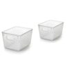 Azar Displays 556913 Large Clear Plastic Diamond Tote with Lid, Stackable Storage Organizer Bin for Pantry, Kitchen, Office, Closet and Drawer Organization (2-Pack)