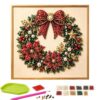 azpv DIY Christmas Pearl Diamond Painting Art Kit with Frame, Beginner Friendly Pearl Bead Diamond Art Set, Classic Christmas Design, Stress Healing Wall Hanging Decor (#B)