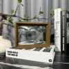 AzureLeap Moving Sand Art Liquid Motion 3D Deep Sea Sand Scene Colorful Flowing Sand Solid Wood Frame Square Glass Moving Sand Art Picture Casual Desktop Home Office Workplace Decor [Black 6in]