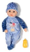Baby Born Alex Soft Blue Sleepsuit, 36 cm, Fabric Body and Sleeping Eyes, Includes Bottle
