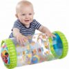 Baby Crawling Toy, Inflatable Roller Toy for Babies 6-12 Months, Sensory Development Tummy Time Toy with Rattle Balls, Infant Learning Activity Toy for Motor Skills, Birthday Gifts for 1-3 Year olds