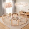 Baby Playpen with Montessori Toy,12 Panels Foldable Play Yard Door Panel