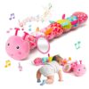 Baby Toys 0-6 Months, Musical Caterpillar Plush Toy with Rattles,Crinkle Sound, Mirror, Newborn Sensory Toys for Infants Developmental Stuffed Animal with Tummy Time for Boys Girls 6-12 Month (Pink)