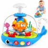 Baby Toys 6-12-18 Months: Tummy Time Press & Spin Musical Light Up Toy