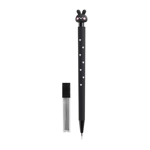 Back2Fun - Mechanical pencil for children with bunny on top, includes 12 leads 2B, fun children's stationery, pencil holder 0.5 mm, designed for school pencil case or as a gift