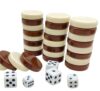 Backgammon Checkers 30 Pieces Replacement Set Checker Board Games Playing Game Chips with 5 Dice Come with Drawstring Storage Pouch (Brown&Ivory 1.25 inch)