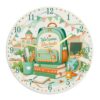 Backpack Wall Clock, Educational Playful Books Pencils Back to Campus Green Silent Wall Clock for Kitchen Dining Room Apartment Dorm Room Decor 11.6x11.6 Inches