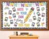 Back to School Bulletin Board Set Composition Notebook Classroom Decorations Colorful Welcome Bulletin Board Pencil Bow Cutouts for First Day of School Office Home Chalkboard Wall Door Decor