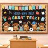 Back to School Bulletin Board Set Welcome Classroom Decorations Highland Cow Positive Motivational Theme Bulletin Board Cutouts for Preschool Kindergarten Classroom Wall Door Chalkboard Decor