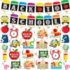 Back to School Decorations for Classroom 56PCS Welcome Back Banner and Hanging Swirls Classroom Ceiling Decor Set First Day of School Party Supplies