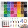 Badazzle Kit 45000 Pcs 40 Colors Resin Jelly Rhinestones for Bedazzling Gems, Multicolor 3mm Flatback Bedazzling Kit with 3 Pcs B7000 Jewelry Glue & Tools All-in-One for DIY Arts & Crafts Gifts