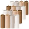 Baderke 16 Pack 16 oz Skinny Tumblers Bulk with Lid and Straw Multicolor Reusable Double Wall Plastic Travel Mugs Party Favors for Women Girls Birthday Summer Gifts (Coffee Color)