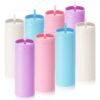 Baderke 8 Pack 16 oz Skinny Tumblers Bulk with Lid and Straw Multicolor Reusable Double Wall Plastic Travel Mugs Party Favors for Women Girls Birthday Summer Gifts (Pastel Colors)