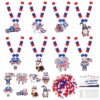 Bafeil 24 Sets 4th of July Bead Necklace Craft Kit, DIY Beads Necklaces Making Crafts with Pendants, Beaded Crafts Gifts for Independent Memorial Day Parade Accessory Patriotic Supplies Party Favor