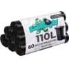 Bag&Baggy 60 Black Bin Bags 110 Litre 70 x 110 cm High Strength Leak Proof and Tear Resistant with Locking Straps - 6 Rolls of 10