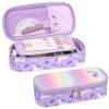 Bagseri Kids Pencil Case Girls - Cute Pencil Case Large Capacity Pencil Pouch Pencil Box, Multifunction Pencil Bag with Compartments for Girls Kids Teen, Pen Case Only (Glitter Purple Unicorn)