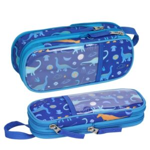 Bagseri Pencil Case for Boys - Expandable Kids Pencil Case Large Capacity Pencil Pouch Organizer Cute Pencil Bag Pencil Box for School Student, Pen Case Only (Blue Space Dinosaur)