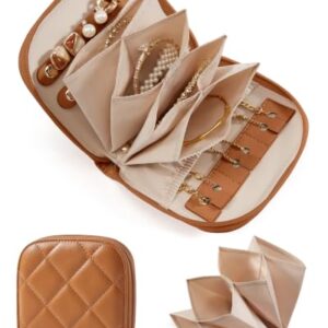 BAGSMART Travel Jewelry Case, Leather Zip for Rings Necklaces