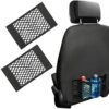 BAKAJI Set of 2 Storage Pockets for Backrest Car Seat Size 40 x 25 cm Mesh Organizer Elastic Flexible Polypropylene Organizer Easy Tear-Off Installation Black