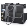 BALEINE Large Utility Tote Bag with Reinforced Bottom, Multi-Pockets and Top Zipper Closure, Perfect for Teachers, Nurses, Travel, Work - Water-Resistant (Medium, Black/Gray)