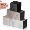 Baluue Educational Stem Element Cubes Set of 6 Tin Titanium Aluminum Zinc Nickel Carbon 0.39 Inch Density Metal Sample Blocks for Science Classroom Teaching and Office Desk Decor