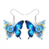 BAMAY Acrylic Floral Butterfly Earrings for Women, Acrylic Dangle Morpho Bug Jewelry Fairy Accessories Spring Insect Animal Charms Creative Garden Gifts for Nature Lovers (Navy)