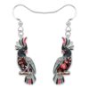 BAMAY Alloy Handmade Cockatoo Parrot Earrings Enamel Charms,Tropical Bird Earrings Dangle Funky Jewelry Animals Cockatiel Gifts for Bird Lovers Women Mom (Dark)