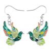 BAMAY Enamel Bird Earrings Pigeon Gifts for Nature Lovers Women (Green)