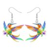 BAMAY Floral Hummingbird Earrings Bird Gifts for Nature Lovers (Iridescent)