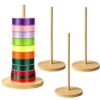 Bamboo Ribbon Organizer 4Pcs - Ribbon Holder Stand for Craft Room & Gift Wrapping Station - Freestanding Ribbon Storage Rack for Spools, Washi Tape & Sewing Thread