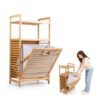 Bamboo Tilt Out Laundry Hamper Cabinet, Laundry Basket with Storage Shelf