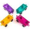 BAMG Magnetic Tiles Car Building Kit, 4 PCS Magnet Construction Trucks, STEM Educational Toys for Kids Ages 3-8, Engineering Vehicle Building Set, Sensory Learning Gifts for Toddlers Boys Girls