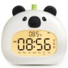 BANDIANCY Panda Alarm Clock for Kids with Night Light, Digital USB Rechargeable Clock, 3 Alarms, Snooze, Temperature Display, Cute Bedside Sleep Trainer & Desk Decor Gift for Boys and Girls