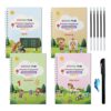 BangBoom 4 Pack Grooved Handwriting Books for Magic Practice Copybook Cursive Writing Combination Groove Calligraphy Copybook(4)