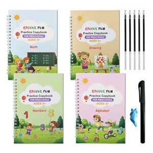 BangBoom 4 Pack Grooved Handwriting Books for Magic Practice Copybook Cursive Writing Combination Groove Calligraphy Copybook(4)