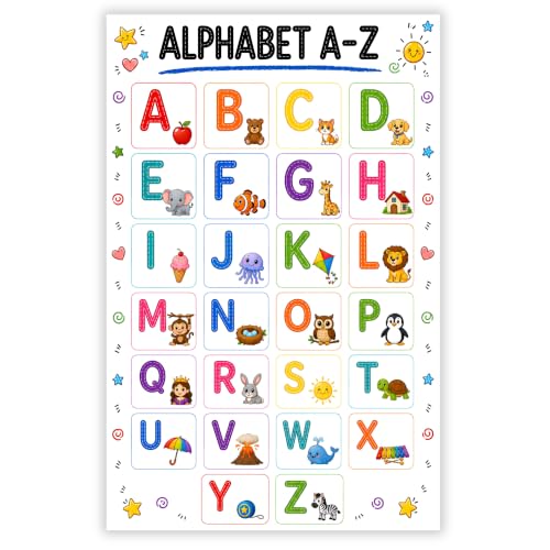 banner4you Alphabet A–Z Poster for Kids, Preschool ABC Chart, Kindergarten Alphabet Learning Wall Art, Letter Recognition Educational Poster, Homeschool Classroom Decor, 11x17 Inch Unframed