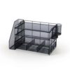 Baoblaze Office Desk Organizer Desktop Mesh Rack File Organizer Letter Tray Paper Holder With Upright Section Iron Design, Silver, 3-Tier Mesh Desk Organizer With Pen Holder And File Sorter