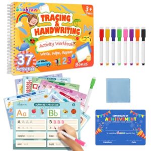 Baobrava Preschool Learning Activities, 37 Themes Tracing Activity Books Ages 3-8, Toddler Handwriting Practice Kindergarten Workbooks, Travel Game Toys for Road Trip Car Airplane,Gifts for Boys Girls