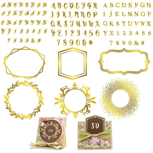 BAOFALI 9PCS Hot Foil Plate,Circle Monogram & Alphabet Letter Numbers Metal Foil Plate Dies for Card Making Paper Crafts Embossing Scrapbooking Arts Crafts Scrapbooking Supplies