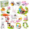 BAOXUE Easter Basket Stuffers, 12 in 1 Easter Bunny Animal Toy Building Set, Easter Gifts for Kids, Teen Easter Basket Stuffers for Boys Girls, Prefilled Easter Eggs for Building Blocks