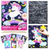 BAOXUE Scratch Art for Kids, Unicorns Black Rainbow Scratch Art Paper Set-Arts and Crafts & Supplies, DIY Activity & Party Games, Unicorn Art Gifts for Toddlers, Girls & Boys
