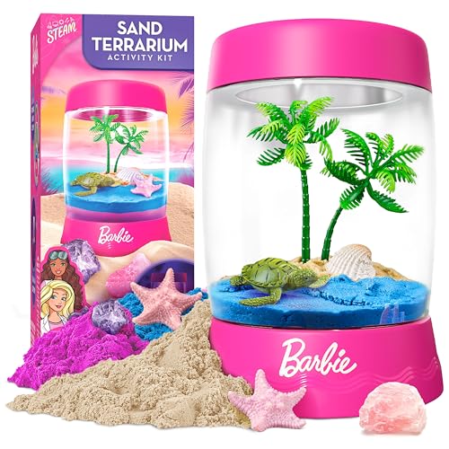 Barbie™ DIY Terrarium Kit for Kids – Light-Up Beach Habitat, LED Night Light, Kids Mini Terrarium Kit for Girls Ages 5 6 7 8-12, Play Sand, Gemstones & Ocean Figures, Arts and Crafts Toy Set