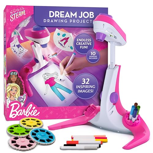 Barbie™ Dream Job Drawing Projector for Kids Ages 5+ – Activity Kit, Art Sketch Projector Drawing and Tracing Toy, Includes 32 Career Images, 10 Markers, Kids Learn How to Draw Set for Girls