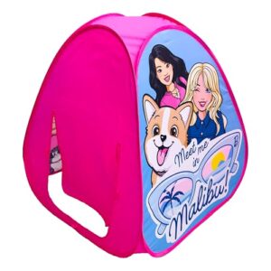 Barbie™ Malibu Pop Up Play Tent for Kids – Triangle Indoor Playhouse with Peek Through Window – Easy Setup, Folds Flat for Storage – Safe Design for Toddlers & Kids Ages 3+