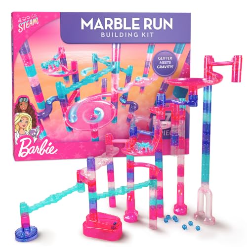 Barbie™ Sparkle Marble Run Toy for Kids Ages 6+ - Marble Race Track Set with 10 Marbles, Maze Game Building Toy, STEM Learning Gift for Girls Ages 6 7 8 9 10, Physics & Engineering Toys