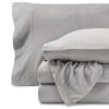 Bare Home Super Soft Fleece Sheet Set - Twin Size - Extra Plush Polar Fleece, No-Pilling Bed Sheets - All Season Cozy Warmth (Twin, Light Grey)