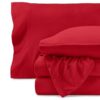 Bare Home Super Soft Fleece Sheet Set - Twin Size - Extra Plush Polar Fleece, No-Pilling Bed Sheets - All Season Cozy Warmth (Twin, Red)